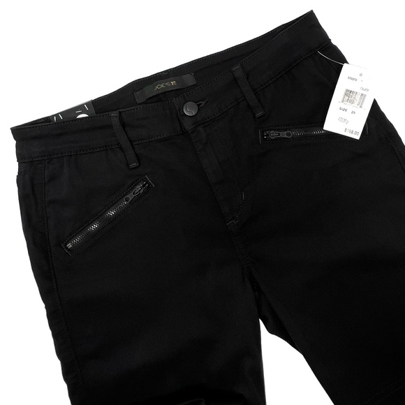 Joe’s Jeans Chevron Ankle Skinny Size 29/8 Jet Black Moto Biker So Soft New NWT - Picture 4 of 11